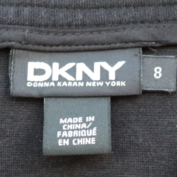 DKNY Black Exposed Zipper Slash Pockets Cotton Knit Blend Short Straight Skirt 8 - Picture 4 of 5